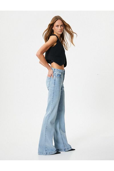 Koton 4sal40093md Pantaloni de damă în jean Indigo deschis