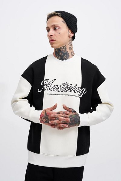 Machinist Ανδρικό σύνθημα Mastering Embroidery Sweat Ecru-μαύρο