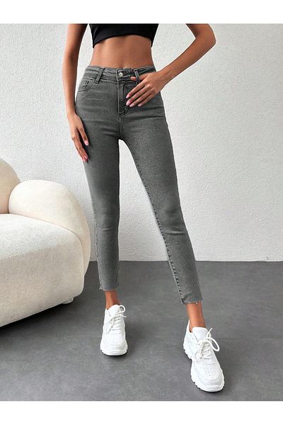 Polo State Ψηλόμεσο Skinny Fit Γυναικείο Τζιν - Γκρι