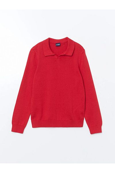LC Waikiki Lcw Kids Red Polo Neck Boy's Knitwear Sweater