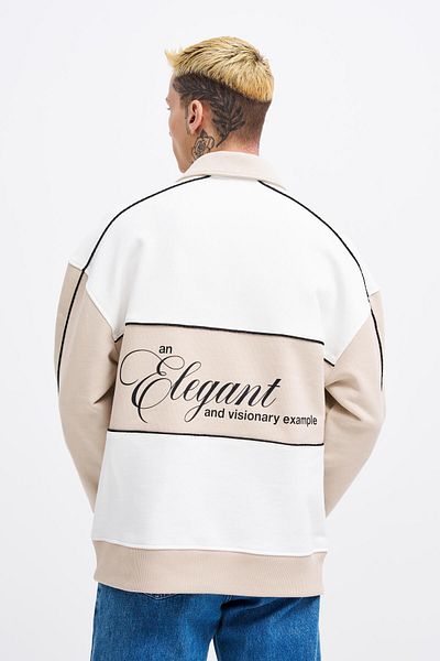 Machinist Ανδρικό φούτερ Contrast και Piped Polo Ecru-SOFT BEIGE