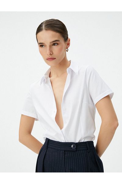 Koton Short Sleeve Shirt Classic Slim Fit Buttoned