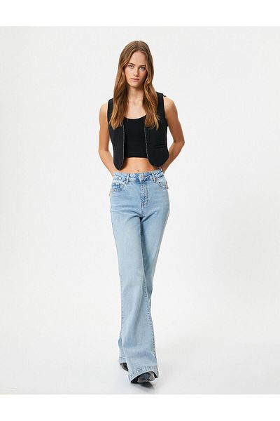 Koton 4sal40093md Pantaloni de damă în jean Indigo deschis