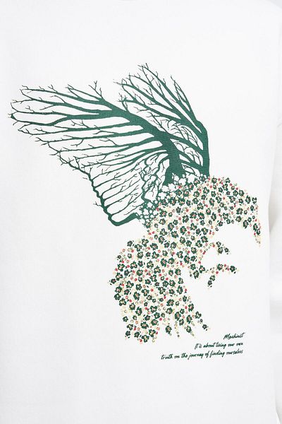 Machinist Ανδρικό φούτερ Floral Bird Ecru