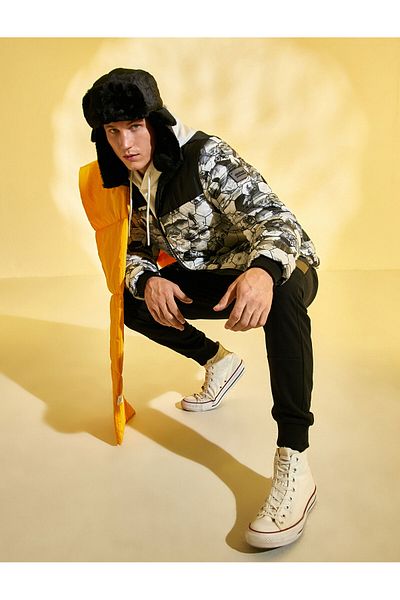 Koton Anorak-Pufferjacke mit Muster, wasserdicht