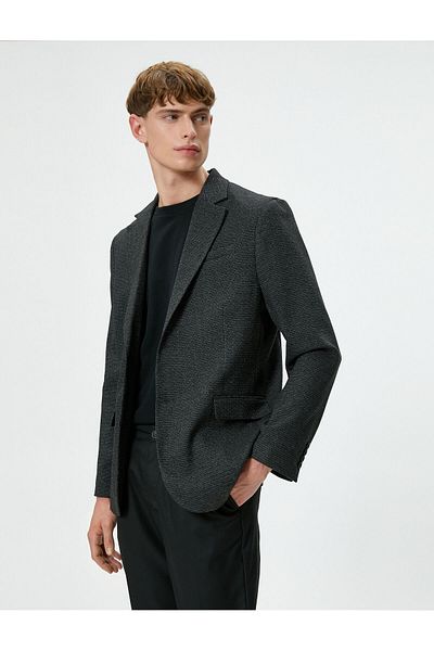 Koton Blézer dzseki Slim Fit gombos dupla zsebes részletes monogallér