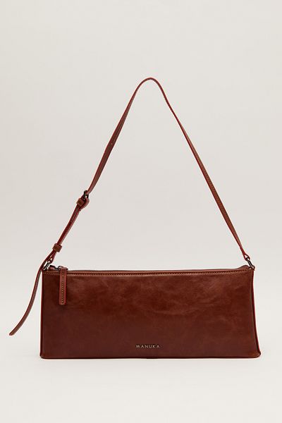 Manuka Brown Thin Strap Baguette Bag