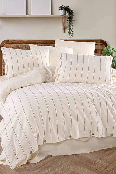 Macas Home طقم غطاء لحاف مزدوج عتيق من هيستيا - قطن 100%، خيط غسيل، طلاء - 200*220 HSTCKT