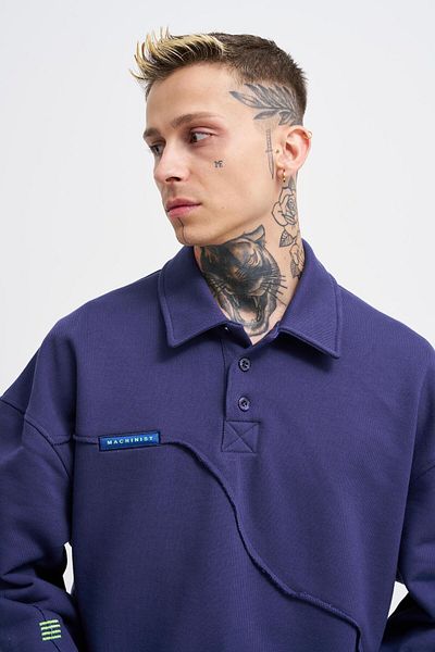 Machinist Ανδρικό φούτερ με βελονιά πόλο Navy Blue