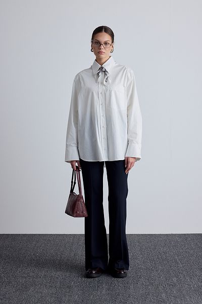 Manuka Koszula w kolorze ecru - Oversize z plisami
