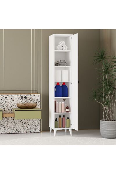 İMBAŞ Tek Kapaklı 5 Raflı Çok Amaçlı Banyo Mutfak Kiler Dolabı