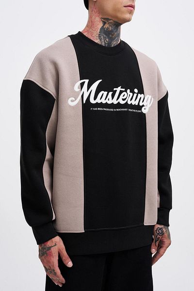 Machinist Ανδρικό σύνθημα Mastering Embroidery Sweat Μαύρο-παγωμένο γκρι