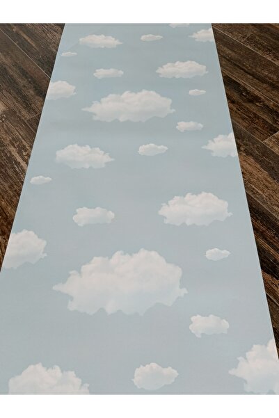 KMS HOME Bulut Desenli Silinebilir Hava Alabilen Çocuk Odası Duvar Kağıdı 5 M²