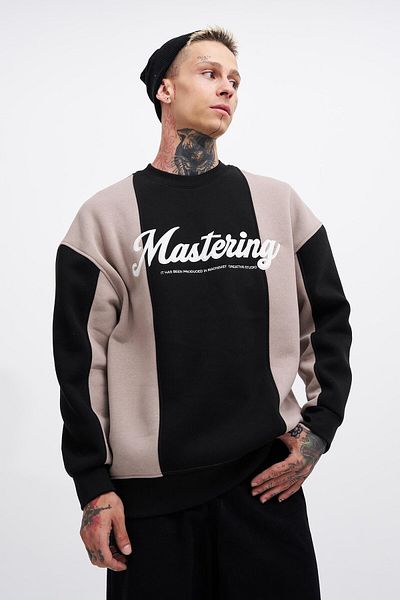 Machinist Ανδρικό σύνθημα Mastering Embroidery Sweat Μαύρο-παγωμένο γκρι