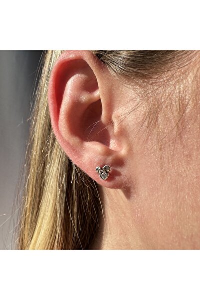 My Story Mickey Mouse & Minnie Mouse Silueti Gümüş Küpe