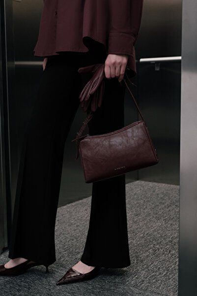 Manuka Burgundy Leather Bag - Prism Jersey