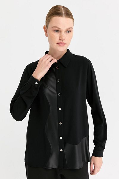 Esswaap Black Leather Combination Tunic