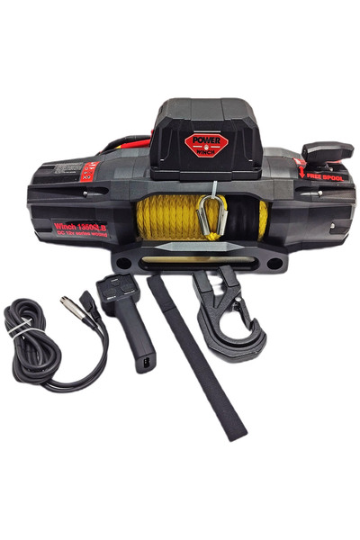 Power Winch Pro 13500 lb Sentetik Sarı Halatlı Off-Road 4x4 Elektrikli Vinç 12V