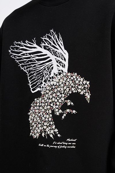 Machinist Ανδρικό φούτερ Floral Bird μαύρο