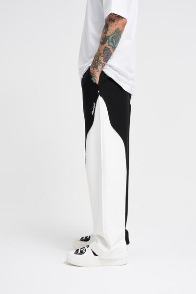 Machinist Ανδρικό φούτερ με ταλαιπωρημένη βελονιά φαρδύ μαύρο εκρού