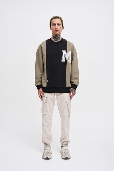 Machinist Ανδρικό φούτερ με λογότυπο M Patchwork Μαύρο-KHAKI