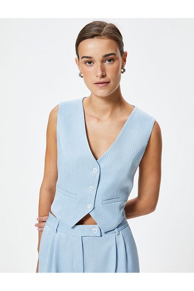 Koton Vestă Blazer Slim Fit cu decolteu în V căptușit
