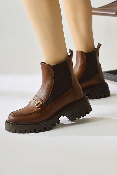 Limoya Γυναικείες μπότες Lemonie Tan Buckle με λεπτομέρεια ελαστικής έλξης, γυναικεία μποτάκια