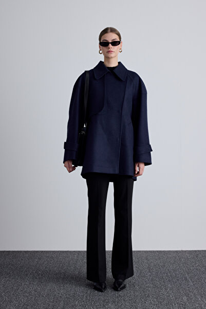 Manuka Синій твідовий тренч-пальто