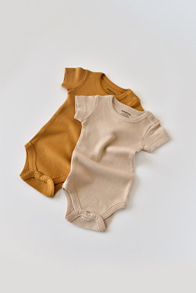 Evelise Setde2body-uricumanecascurtadinbumbacsimodal-Mustar/SomonBabyCosy(Mar...