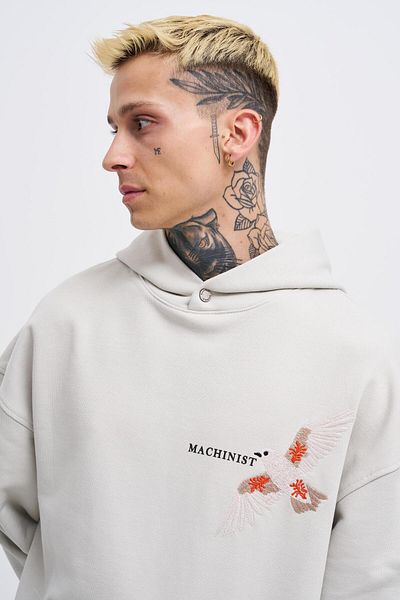 Machinist Ανδρικό κεντητικό Bird Grey Hoodie