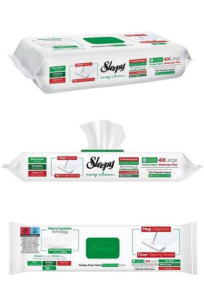 Sleepy Easy Clean Mop Compatible Wipes|White Soap Additive|All Floor Types|50 Sheets