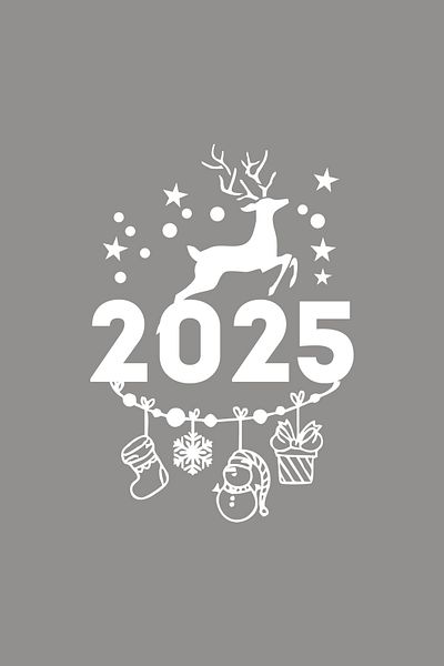 MIGNATIS ملصق غزال لطيف على نص 2025 - حزم هدايا بيضاء لتزيين عيد الميلاد