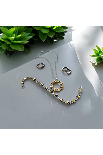 bellss accessory Oxxo Model Kolye Küpe Bileklik Yüzük Set