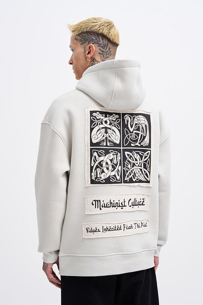 Machinist Ανδρική έθνικ στάμπα και απλικέ Space Grey Hoodie