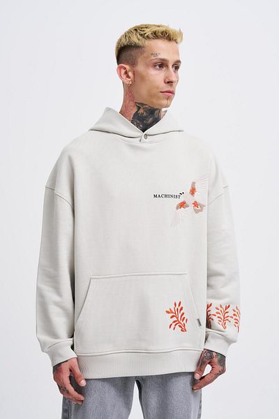 Machinist Ανδρικό κεντητικό Bird Grey Hoodie