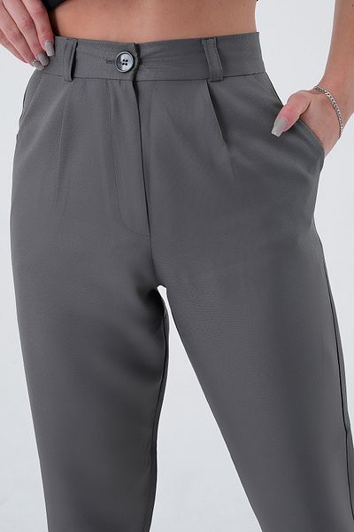 Hazel Gray Slim Cut Women's Fabric Trousers