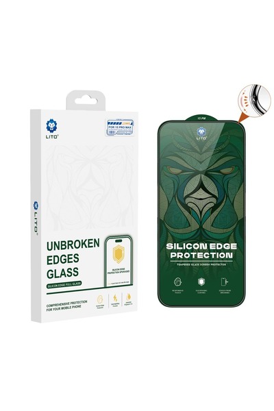 Lito D+ Ultra Silikon Kenar Clear iPhone 15 Pro Max Ekran Koruyucu