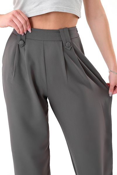 Hazel High Waist Anthracite Palazzo Pants - Women's, Buttoned