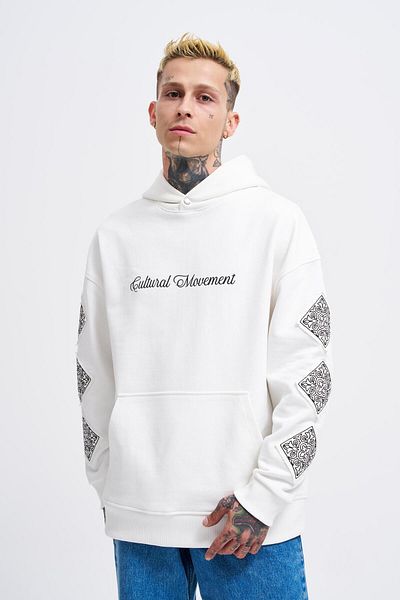 Machinist Ανδρικό μπαλωμένο Ethnic Ecru Hoodie