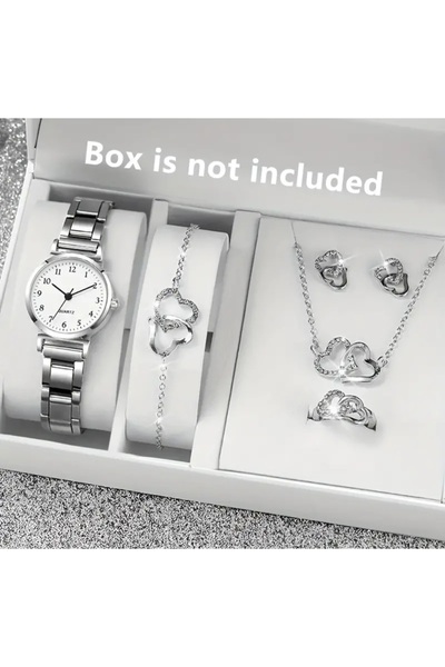 stainless steell VİP şık kuvars saat 6'lı lüks kalp motif takı set