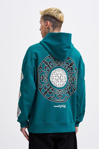 Machinist Ανδρικό μπαλωμένο Ethnic Petrol Green Hoodie