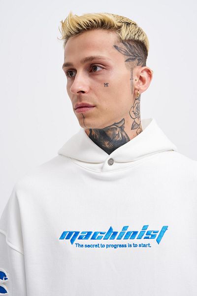 Machinist Ανδρικά μανίκια Ripped Effects Ecru Hoodie