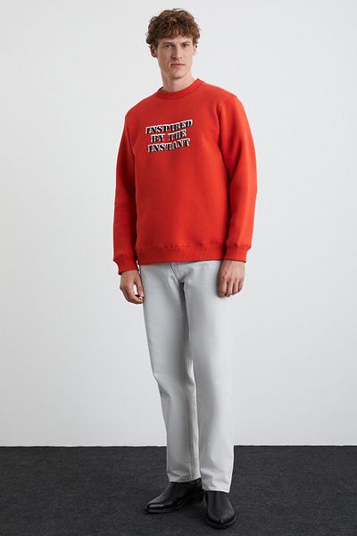 GRIMELANGE WENDEL Herren-Sweatshirt aus Baumwolle mit Rundhalsausschnitt in Rot