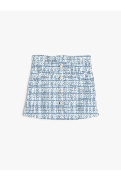 Koton Fusta din Tweed cu Motiv Floral - Detaliat Nasturi