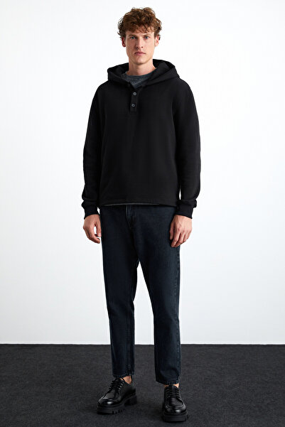 GRIMELANGE JARACE Erkek Pamuklu Siyah Sweatshirt