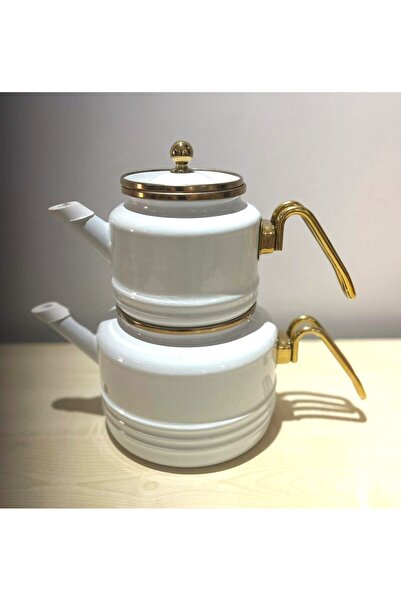 ALEV EMAYE Emaye Çaydanlık Takımı Beyaz