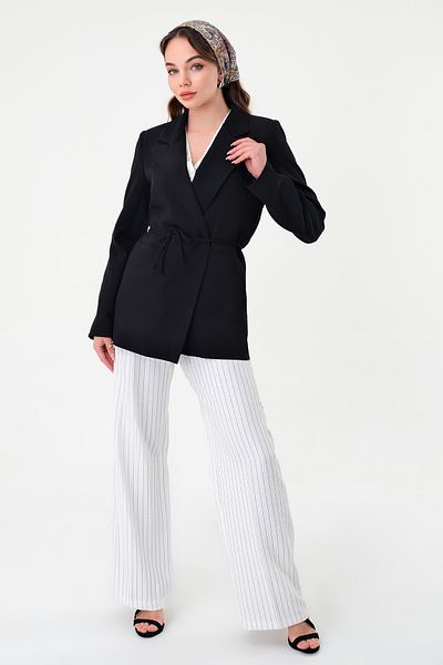 Hazel Blazer de damă cu șireturi cu talie neagră
