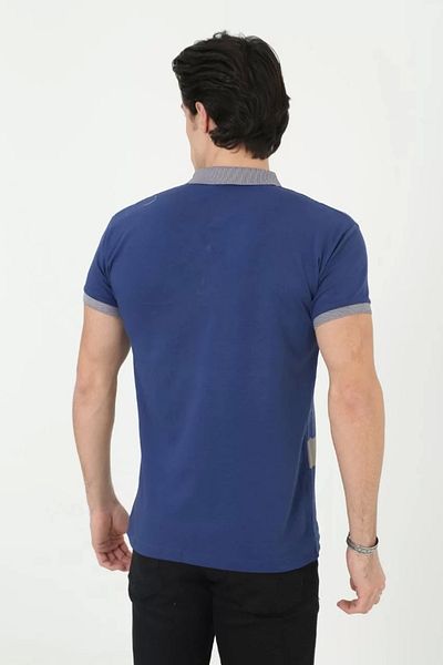 CVS Men's Collared Slim Fit Printed T-Shirt - Blue