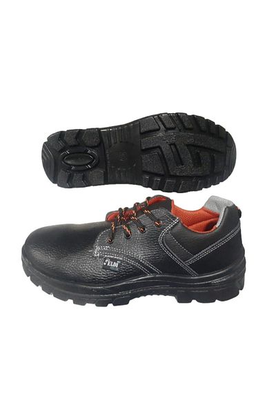 ELDİ Men's Suede Work Safety Shoes - Black and Orange, No Steel Toe Cap, Eldi̇320-999
