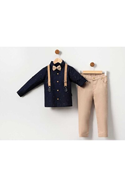 TİJK Baby Boy Bow Tie Strap Shirt-Pants Set of 4